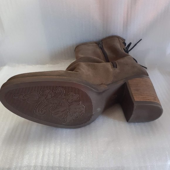 Olive Green WATERPROOF LEATHER Lined Heeled Boot with Zipper Made in Portugal 39 - Picture 4 of 7